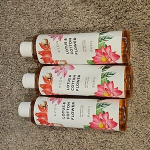 Three Avon Lotus & Cotton Flower Shower Gels - Brand New